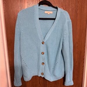 LOFT Light Blue Button-Up Cardigan